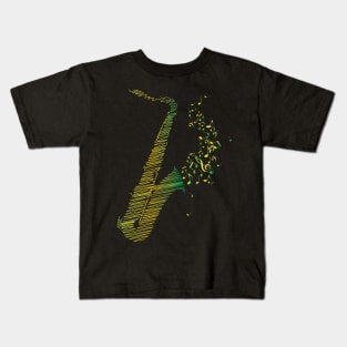 Creative Saxophone Art - Green Mix Kids T-Shirt